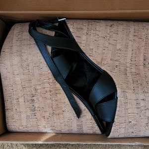 Womens Fetish Wedge heels black cork ankle strap 22cm/8.5 inch heel Size USw13